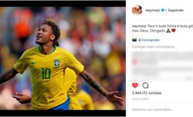 Aps marcar gol, Neymar agradece a Deus: Para ti toda honra e toda glria