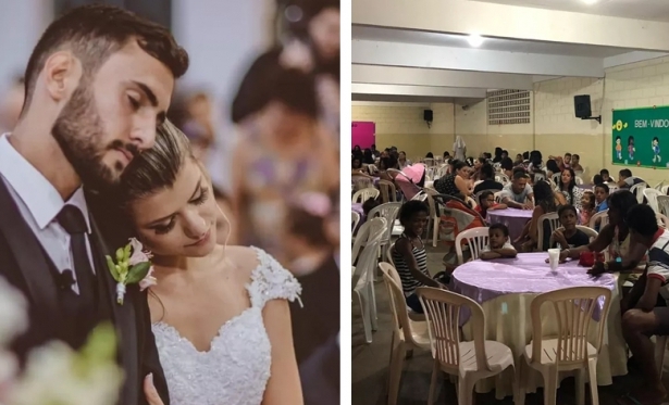 O casal que festejou seu casamento dando um jantar a 160 pessoas carentes