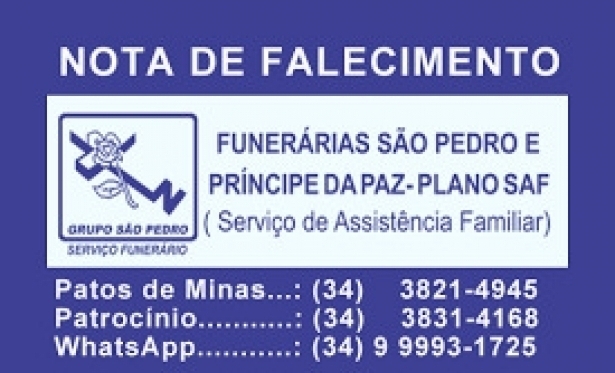 23/08 - Nota de Falecimento - Sra. Lazara Bina da Silva