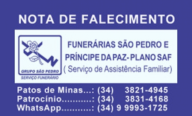 NOTA DE FALECIMENTO - Sr Miguel Vieira Naves
